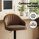 Artiss 4x Bar Stools Kitchen Swivel Gas Lift Counter Chair Shell Leather Brown - 45-Degree Angle