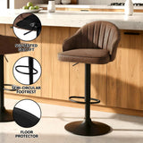 Artiss 4x Bar Stools Kitchen Swivel Gas Lift Counter Chair Shell Leather Brown - Rear View