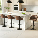 Artiss 4x Bar Stools Kitchen Swivel Gas Lift Counter Chair Shell Leather Brown - Close-Up Angle