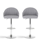 Artiss 2x Bar Stools Kitchen Swivel Gas Lift Counter Chair Shell Leather Grey