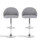 Artiss 2x Bar Stools Kitchen Swivel Gas Lift Counter Chair Shell Leather Grey - Side View