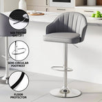 Artiss 2x Bar Stools Kitchen Swivel Gas Lift Counter Chair Shell Leather Grey