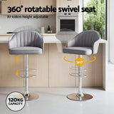 Artiss 4x Bar Stools Kitchen Swivel Gas Lift Counter Chair Shell Leather Grey - Top-Down View