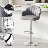 Artiss 4x Bar Stools Kitchen Swivel Gas Lift Counter Chair Shell Leather Grey - Rear View