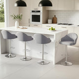Artiss 4x Bar Stools Kitchen Swivel Gas Lift Counter Chair Shell Leather Grey - Close-Up Angle
