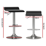 Artiss 4x Bar Stools Faux Leather Chair Black - Front View