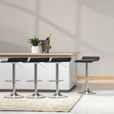 Artiss 4x Bar Stools Faux Leather Chair Black - Close-Up Angle