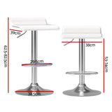 Artiss 2x Bar Stools Faux Leather Chair White - Front View