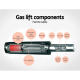 Artiss 2x Bar Stools Leather Padded Gas Lift Stool Black - Close-Up Angle