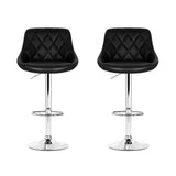 Artiss 2x Bar Stools Leather Padded Gas Lift Stool Black - Side View