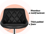 Artiss 2x Bar Stools Leather Padded Gas Lift Stool Black - Top-Down View