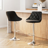 Artiss 2x Bar Stools Leather Padded Gas Lift Stool Black - Low Angle