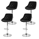 Artiss 4x Bar Stools Leather Padded Gas Lift Black - Side View