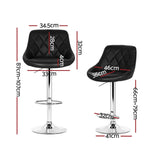 Artiss 4x Bar Stools Leather Padded Gas Lift Black - Front View
