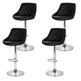 Artiss 4x Bar Stools Leather Padded Gas Lift Black - Side View
