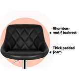 Artiss 4x Bar Stools Leather Padded Gas Lift Black - 45-Degree Angle