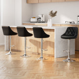 Artiss 4x Bar Stools Leather Padded Gas Lift Black - Close-Up Angle