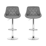 Artiss 2x Bar Stools Leather Padded Gas Lift Grey - Side View