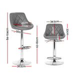 Artiss 4x Bar Stools Leather Padded Gas Lift Grey, Gas Lift