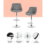 Artiss 4x Bar Stools Leather Padded Gas Lift Grey - Top-Down View