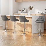 Artiss 4x Bar Stools Leather Padded Gas Lift Grey - Close-Up Angle