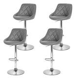 Artiss 4x Bar Stools Leather Padded Gas Lift Grey - Side View