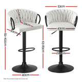 Artiss 1x Bar Stool Single Kitchen Dining Chair Counter Stool Woven Velvet Ivory - Front View