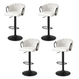 Artiss Bar Stool x4 Kitchen Dining Chair Counter Gaslift Woven Velvet Ivory