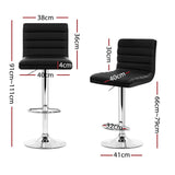 Artiss 4x Bar Stools Padded Leather Gas Lift Black - Front View