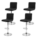 Artiss 4x Bar Stools Padded Leather Gas Lift Black - Side View