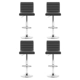 Artiss Set of 4 PU Leather Lined Pattern Bar Stools- Grey and Chrome - Side View