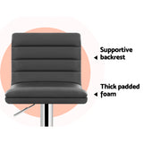 Artiss Set of 4 PU Leather Lined Pattern Bar Stools- Grey and Chrome - Top-Down View