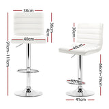 Artiss 4x Bar Stools Padded Leather Gas Lift White - Front View