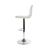 Artiss 4x Bar Stools Padded Leather Gas Lift White - Top-Down View