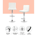 Artiss 4x Bar Stools Padded Leather Gas Lift White - 45-Degree Angle