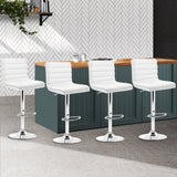 Artiss 4x Bar Stools Padded Leather Gas Lift White - Low Angle