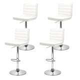 Artiss 4x Bar Stools Padded Leather Gas Lift White - Side View