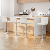 Artiss 4x Bar Stools Padded Leather Gas Lift White - Close-Up Angle