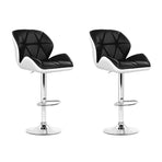 Artiss gas lift bar stools set of 2, two tone black and white PU leather