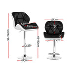 Artiss gas lift bar stools set of 2, two tone black and white PU leather, gas lift lever