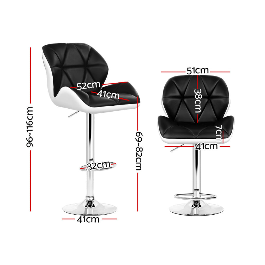 Artiss gas lift bar stools set of 2, two tone black and white PU leather, gas lift lever