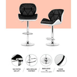 Artiss 2x Bar Stools Gas Lift Padded Leather Black & White - Top-Down View