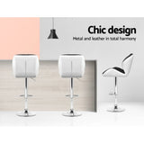 Artiss 2x Bar Stools Gas Lift Padded Leather Black & White - 45-Degree Angle