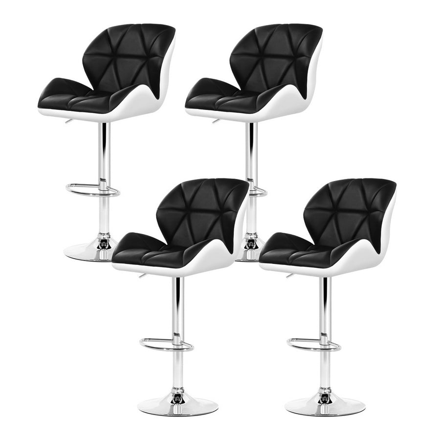 Artiss gas lift swivel bar stools, black and white PU leather, set of 4