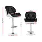 Artiss gas lift swivel bar stools, black and white PU leather, set of 4, rhombus-motif backrest