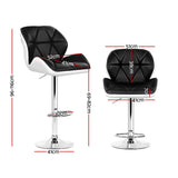 Artiss 4x Bar Stools Gas Lift Padded Leather Black & White - Front View