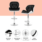 Artiss gas lift swivel bar stools, black and white PU leather, set of 4, chrome base