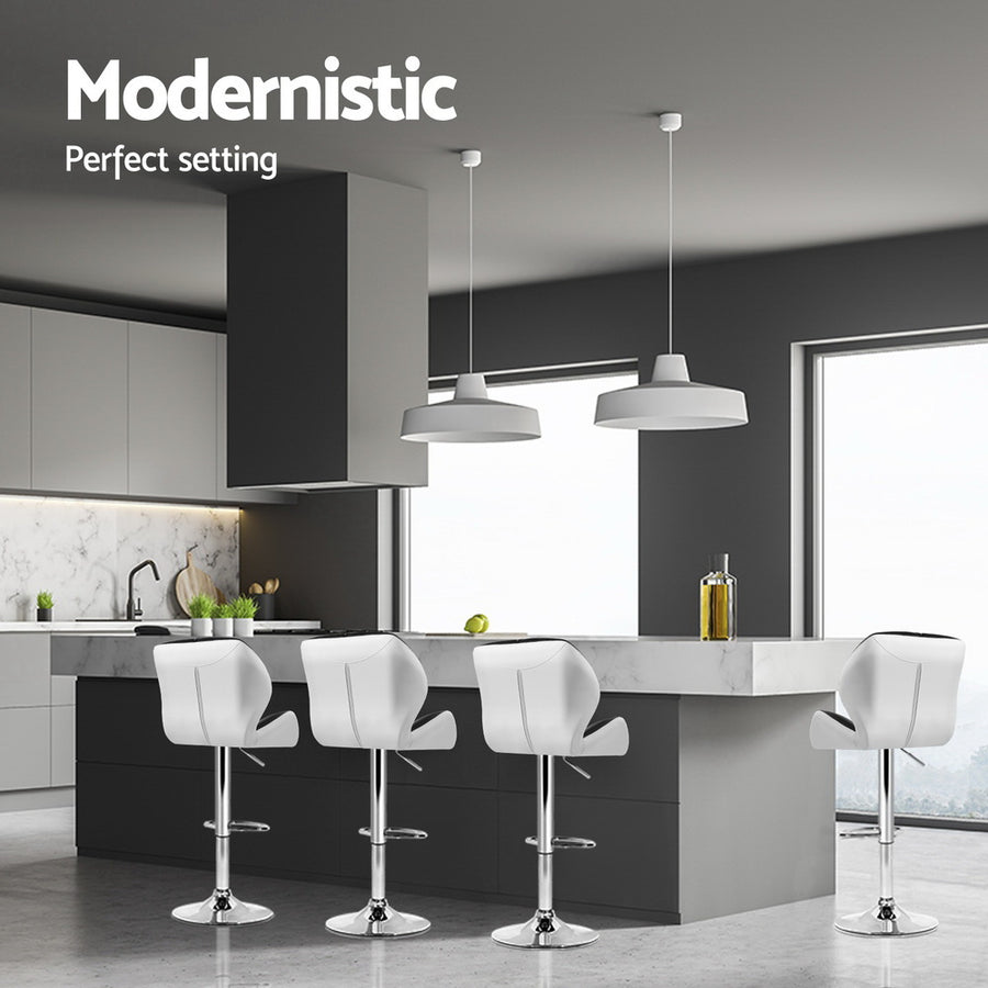Artiss gas lift swivel bar stools, black and white PU leather, set of 4, floor protector under base