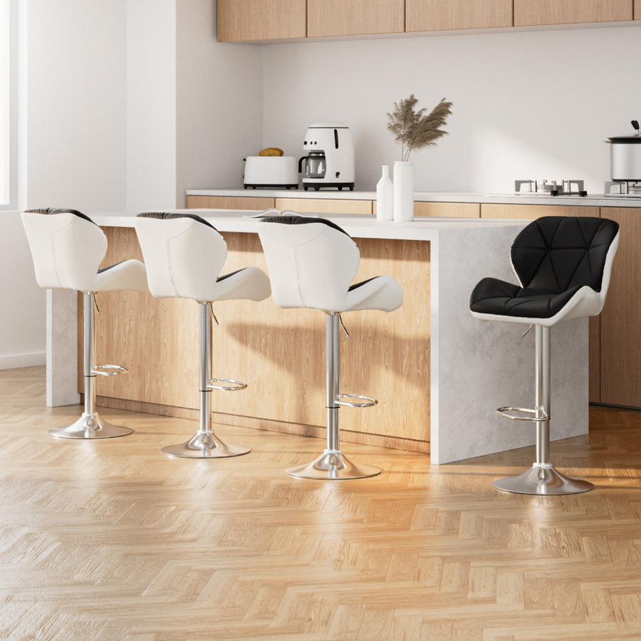 Artiss gas lift swivel bar stools, black and white PU leather, set of 4, image 7