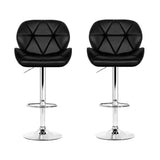 Artiss 2x Bar Stools Gas Lift Padded Leather Black - Side View